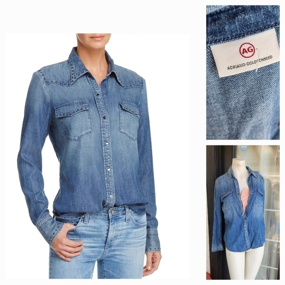 AG DEANNA DENIM STUDDED SHIRT - Picture 1 of 2